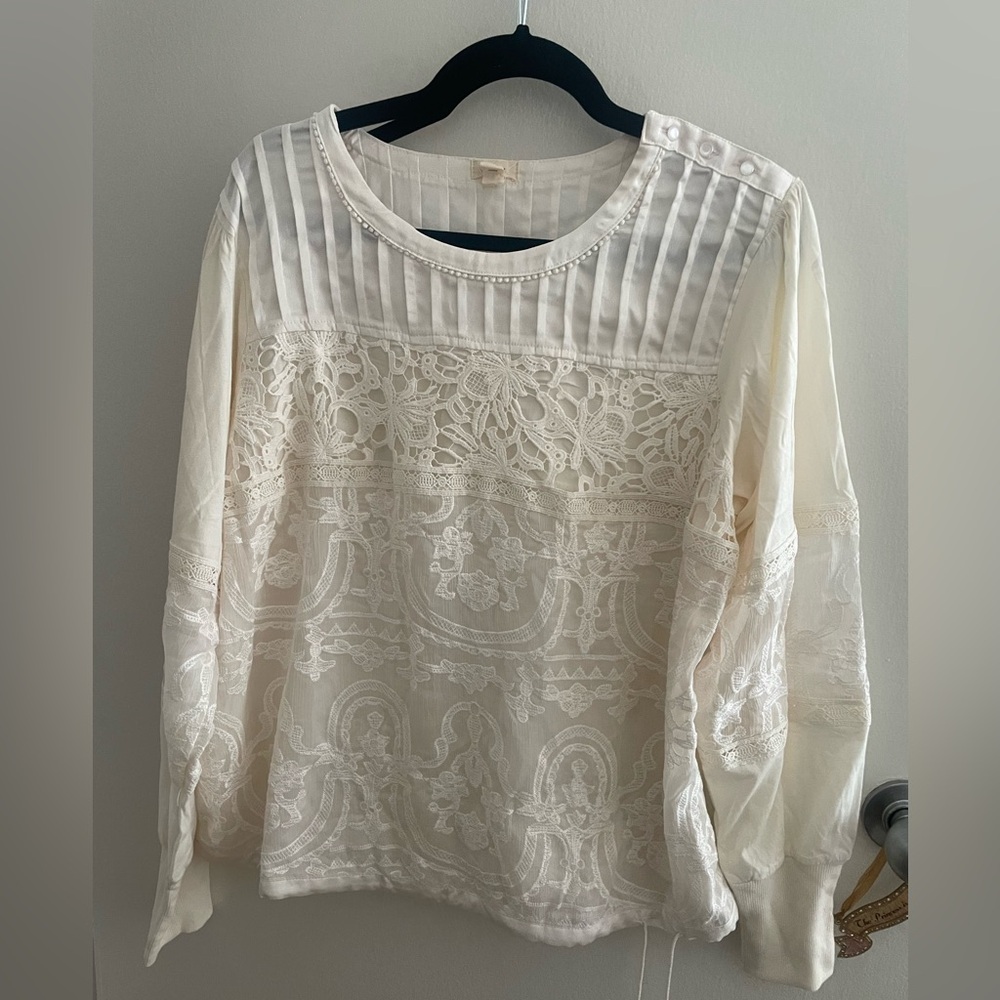 Anthropologie Elegant White Lace Blouse NWT